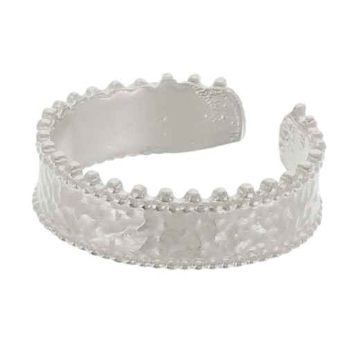 Bague réglable martelée style ethnique - Placage Argent fin vieilli x1