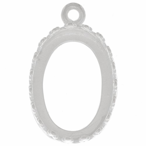 Serti pendentif ovale - décor couronne pour cabochon 14x10 mm - Placage Argent fin