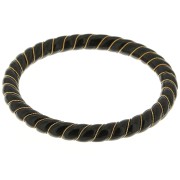 Bracelet jonc torsadé en résine opaque avec fil doré 64 mm - Noir x1