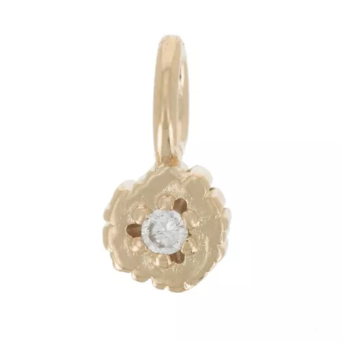Mini breloque fleur avec un oxyde de zirconium 4 mm - Plaqué or 3 microns - Crystal x1