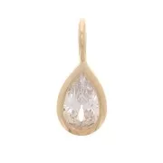 Mini breloque goutte avec un oxyde de zirconium 10x4 mm - Plaqué or 3 microns - Crystal x1