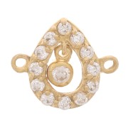 Intercalaire goutte avec oxydes de zirconium 10x11.5 mm - Plaqué Or 3 microns - Crystal x1