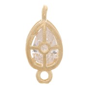 Intercalaire goutte avec oxydes de zirconium 12x6 mm - Plaqué Or 3 microns - Crystal x1|raw }}