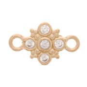 Intercalaire croix avec oxydes de zirconium 11x7 mm - Plaqué Or 3 microns - Crystal x1|raw }}