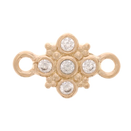 Intercalaire croix avec oxydes de zirconium 11x7 mm - Plaqué Or 3 microns - Crystal x1