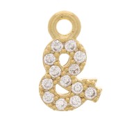 Breloque symbole 8 mm avec oxydes de zirconium - & - Doré à l'or fin - Crystal x1