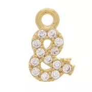Breloque symbole 8 mm avec oxydes de zirconium - & - Doré à l'or fin - Crystal x1
