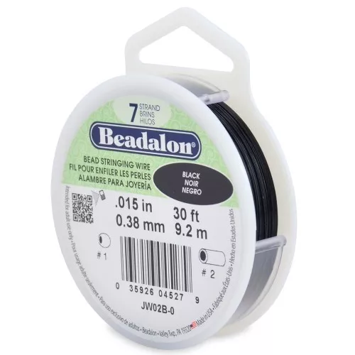 Fil cablé 7 brins 0.38 mm - Beadalon - Noir x9.2m