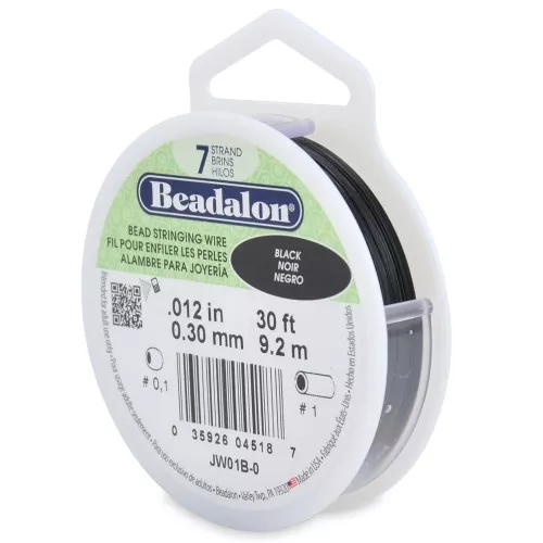 Fil cablé 7 brins 0.30 mm - Beadalon - Noir x9.2m