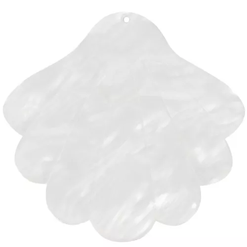 Pendentif coquillage en acétate 43x45 mm - Blanc nacré x1