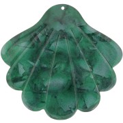 Pendentif coquillage en acétate 43x45 mm - Vert foncé nacré x1