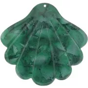 Pendentif coquillage en acétate 43x45 mm - Vert foncé nacré x1