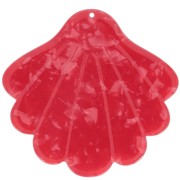 Pendentif coquillage en acétate 43x45 mm - Rouge nacré x1