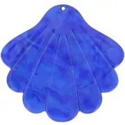 Pendentif coquillage en acétate 43x45 mm - Bleu roi nacré x1