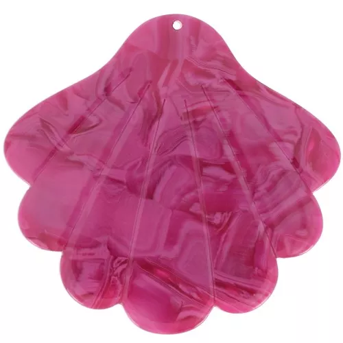 Pendentif coquillage en acétate 43x45 mm - Marbré Framboise x1
