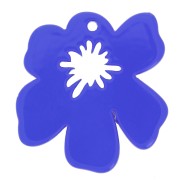 Pendentif fleur en acétate transparente 30x29 mm - Bleu foncé x1