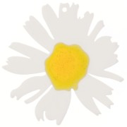 Pendentif marguerite en acétate 44x43 mm - Blanc - Jaune pailleté x1