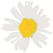 Pendentif marguerite en acétate 44x43 mm - Blanc - Jaune pailleté x1