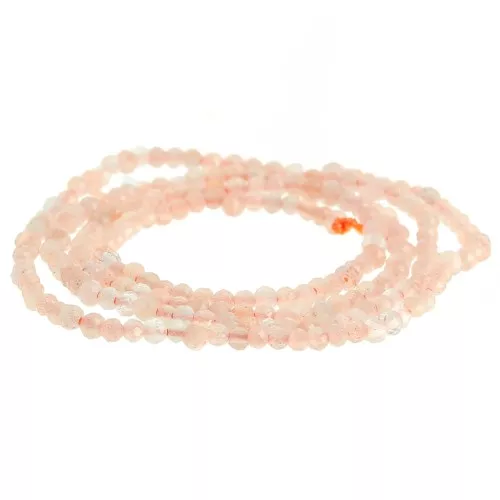 Perles rondes facettées 2 mm pierre gemme - Sun Stone - Pierre de Soleil x40cm