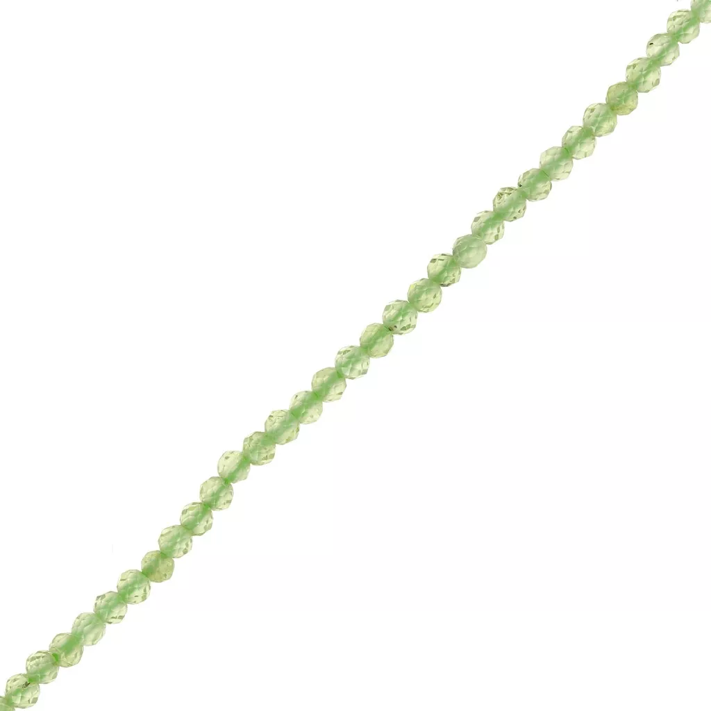 Collier Péridot Naturel - 20 Perles Rondes Facettées - Longueur 20 Pouces - Fait Main En Inde