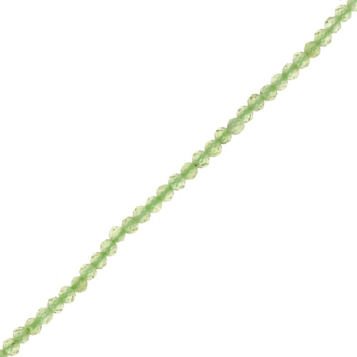 Perles rondes facettées 2 mm pierre gemme - Peridot x39cm