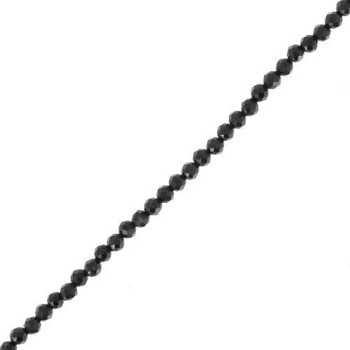 Perles rondes facettées 2 mm pierre gemme - Spinelle noir x31cm