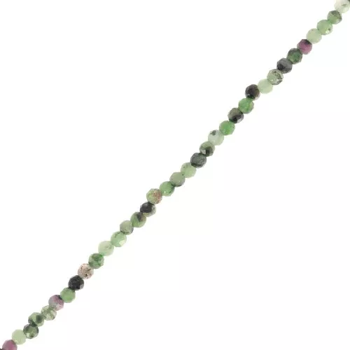 Perles rondes facettées 2 mm pierre gemme - Rubis Zoisite x32cm