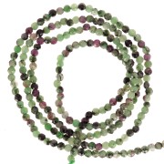 Perles rondes facettées 2 mm pierre gemme - Rubis Zoisite x32cm
