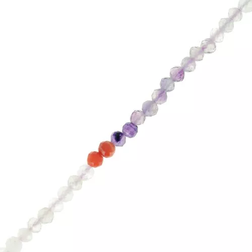 Perles rondes facettées 3 mm pierre gemme  - Mix de pierres gemmes n°2 x38cm