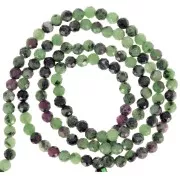 Perles rondes facettées 3.5 mm pierre gemme - Rubis Zoisite x39cm