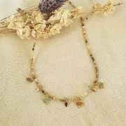 Breloque oeil facettée & petite boule 9x7 mm - Arg 925 Doré Or fin - Oeil de tigre