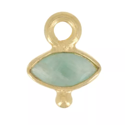 Breloque oeil facettée & petite boule 9x7 mm - Argent 925 Doré Or fin - Amazonite