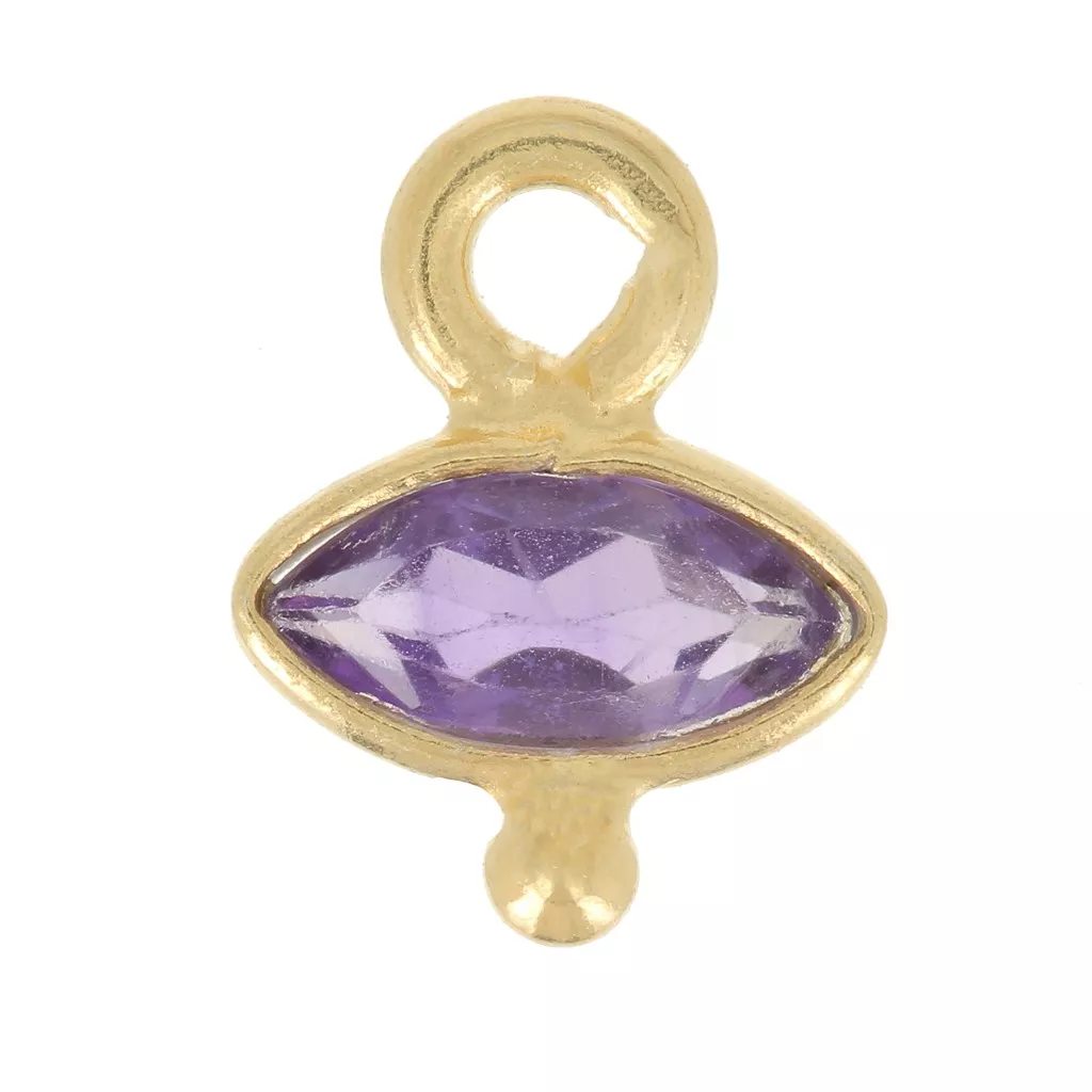 Pendentif Ancien En Or 8 Carats (333) Avec Améthyste Facettée - Bijou Vintage De Seconde Main - État "très Bon"
