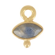 Breloque oeil facettée & petite boule 9x7mm - Argent 925 Doré Or fin - Labradorite