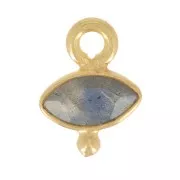 Breloque oeil facettée & petite boule 9x7mm - Argent 925 Doré Or fin - Labradorite