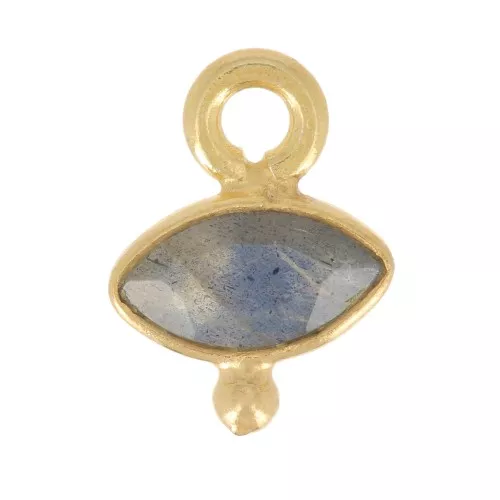 Breloque oeil facettée & petite boule 9x7mm - Argent 925 Doré Or fin - Labradorite