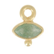 Breloque oeil facettée & petite boule 9x7 mm - Argent 925 Doré Or fin - Aventurine|raw }}
