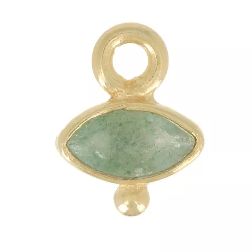 Breloque oeil facettée & petite boule 9x7 mm - Argent 925 Doré Or fin - Aventurine