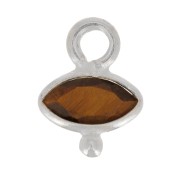 Breloque oeil facettée & petite boule 9x7 mm - Argent 925 - Oeil de tigre x1