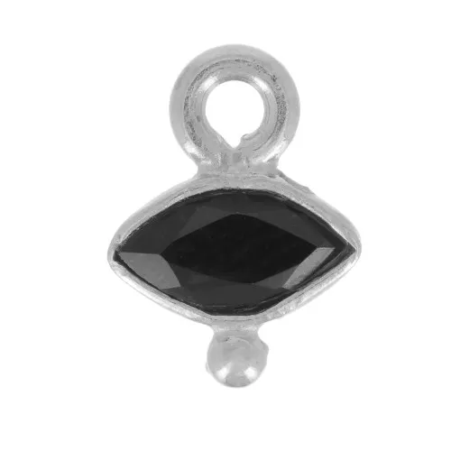 Breloque oeil facettée & petite boule 9x7 mm - Argent 925 - Onyx noir x1