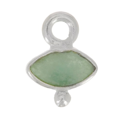 Breloque oeil facettée & petite boule 9x7 mm - Argent 925 - Amazonite x1