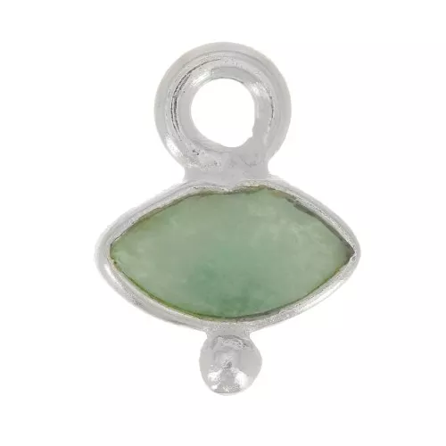 Breloque oeil facettée & petite boule 9x7 mm - Argent 925 - Amazonite x1