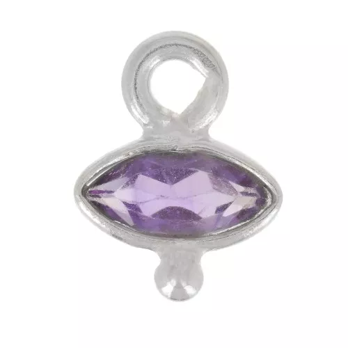 Breloque oeil facettée & petite boule 9x7 mm - Argent 925 - Amethyste x1