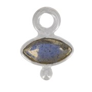 Breloque oeil facettée & petite boule 9x7 mm - Argent 925 - Labradorite x1|raw }}