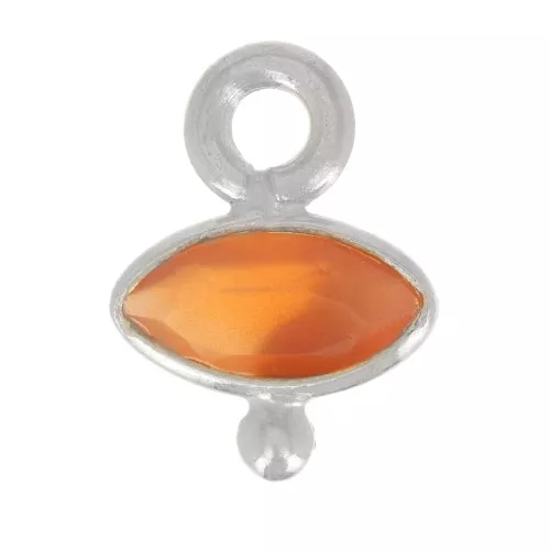 Breloque oeil facettée & petite boule 9x7 mm - Argent 925 - Cornaline x1