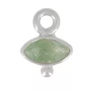 Breloque oeil facettée & petite boule 9x7 mm - Argent 925 - Aventurine x1
