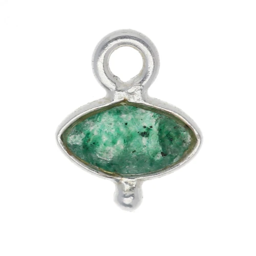 Breloque oeil facettée & petite boule 8x7 mm - Argent 925 - Aventurine x1