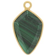 Pendentif flèche facetté 20x11 mm - Argent 925 Doré à l'or fin - Malachite x1
