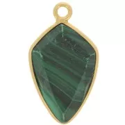 Pendentif flèche facetté 20x11 mm - Argent 925 Doré à l'or fin - Malachite x1