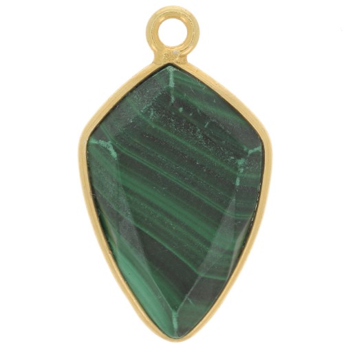 Pendentif flèche facetté 20x11 mm - Argent 925 Doré à l'or fin - Malachite x1